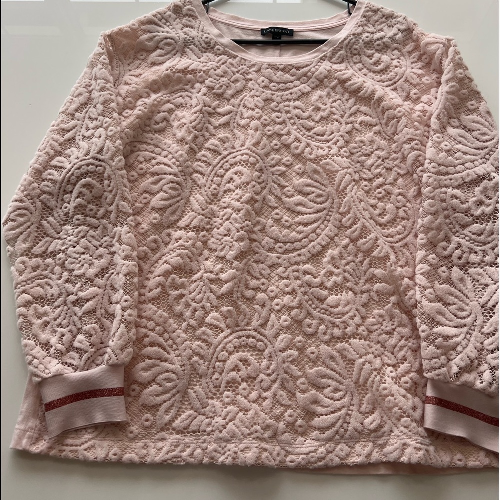 Long Sleeve Blush Lace Sweater